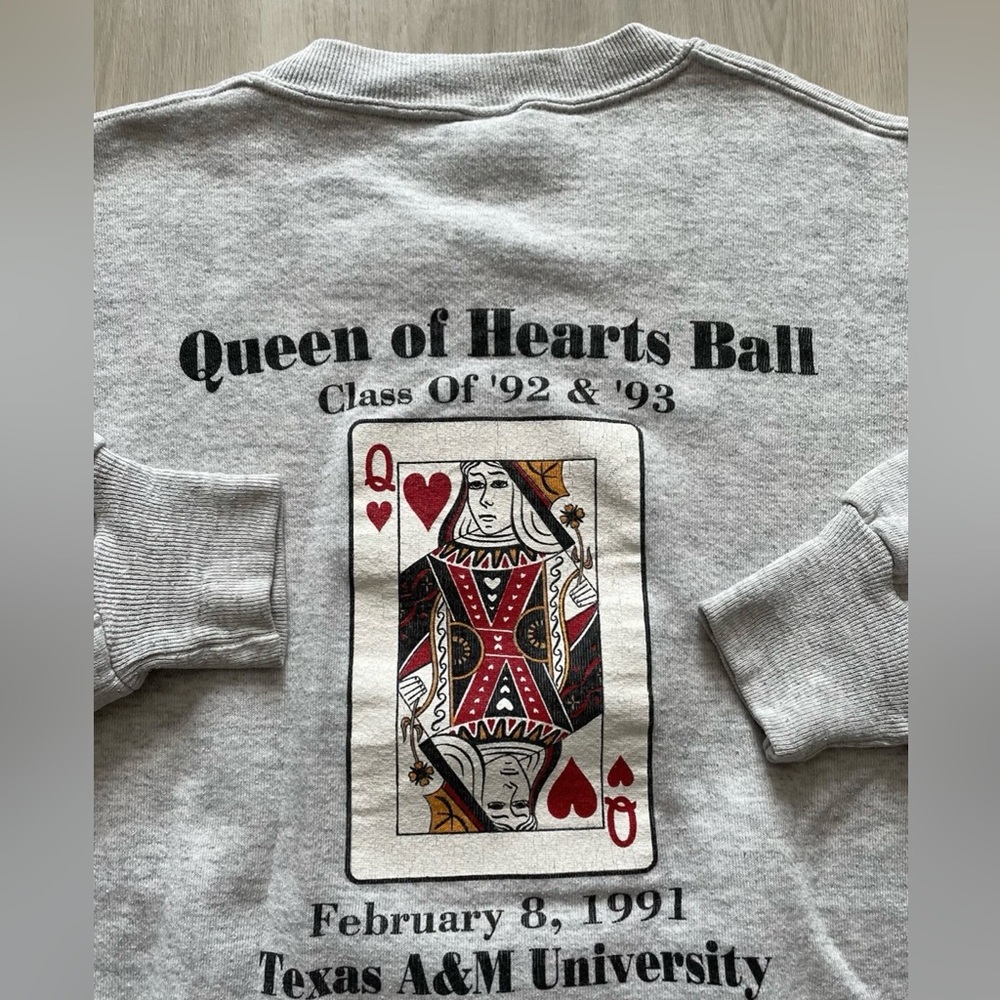 Vintage 90s Texas A&M Queen Of Hearts Ball Class Of 92 & 93 Crewneck Mens Xl